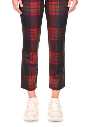 Calça curta Sanctuary feminina Carnaby Cotton Plaid Kick Crop vermelha tamanho médio