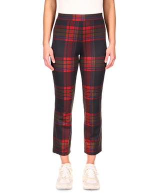 Calça curta Sanctuary feminina Carnaby Cotton Plaid Kick Crop vermelha tamanho médio