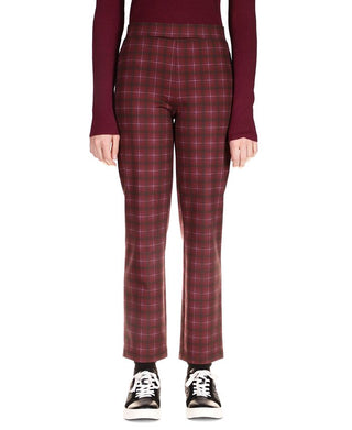 Sanctuary Women's Carnaby Cotton Plaid Kick Crop Pants Red Size Large
