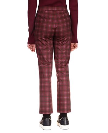 Calça curta Sanctuary feminina Carnaby Cotton Plaid Kick Crop vermelha tamanho grande
