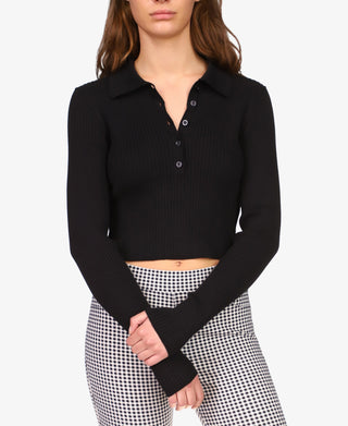 Suéter Polo Bel Air Rib Sanctuary Feminino Preto Tamanho X-S