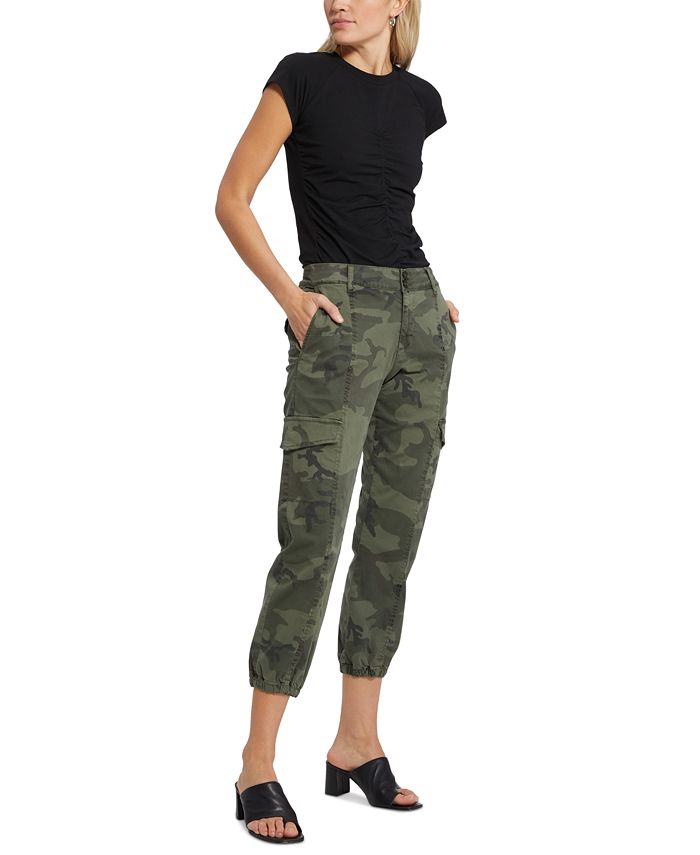 Calças femininas Sanctuary Rebel Camo Print Verde Tamanho 28
