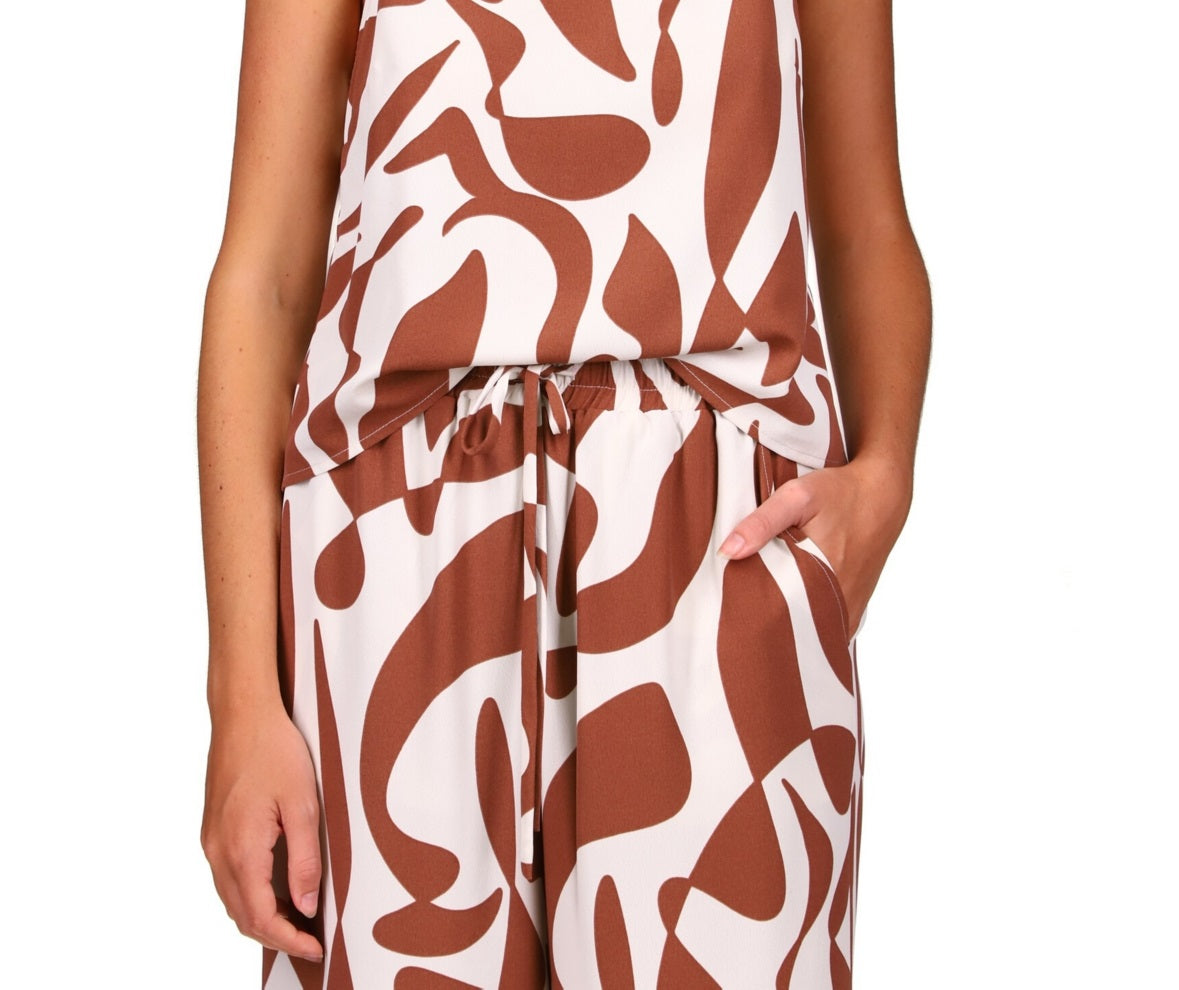 Blusa feminina Sanctuary com alças finas estampadas, marrom, tamanho médio