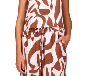 Blusa feminina Sanctuary com alças finas estampadas, marrom, tamanho médio