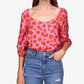 Blusa feminina Sanctuary Daily com botões florais e frente única, rosa, tamanho extragrande
