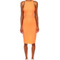 Vestido midi justo com elástico canelado de algodão orgânico Sanctuary feminino, laranja, tamanho extragrande