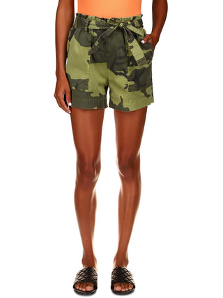 Sanctuary Shorts Camuflado Feminino Cintura Alta com Cinto Verde Tamanho 28