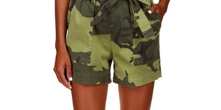 Sanctuary Shorts Camuflado Feminino Cintura Alta com Cinto Verde Tamanho 28