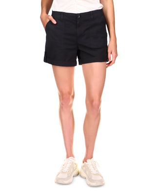 Sanctuary Shorts Femininos de Algodão com Punhos e Costas Sólidas, Preto, Tamanho 30