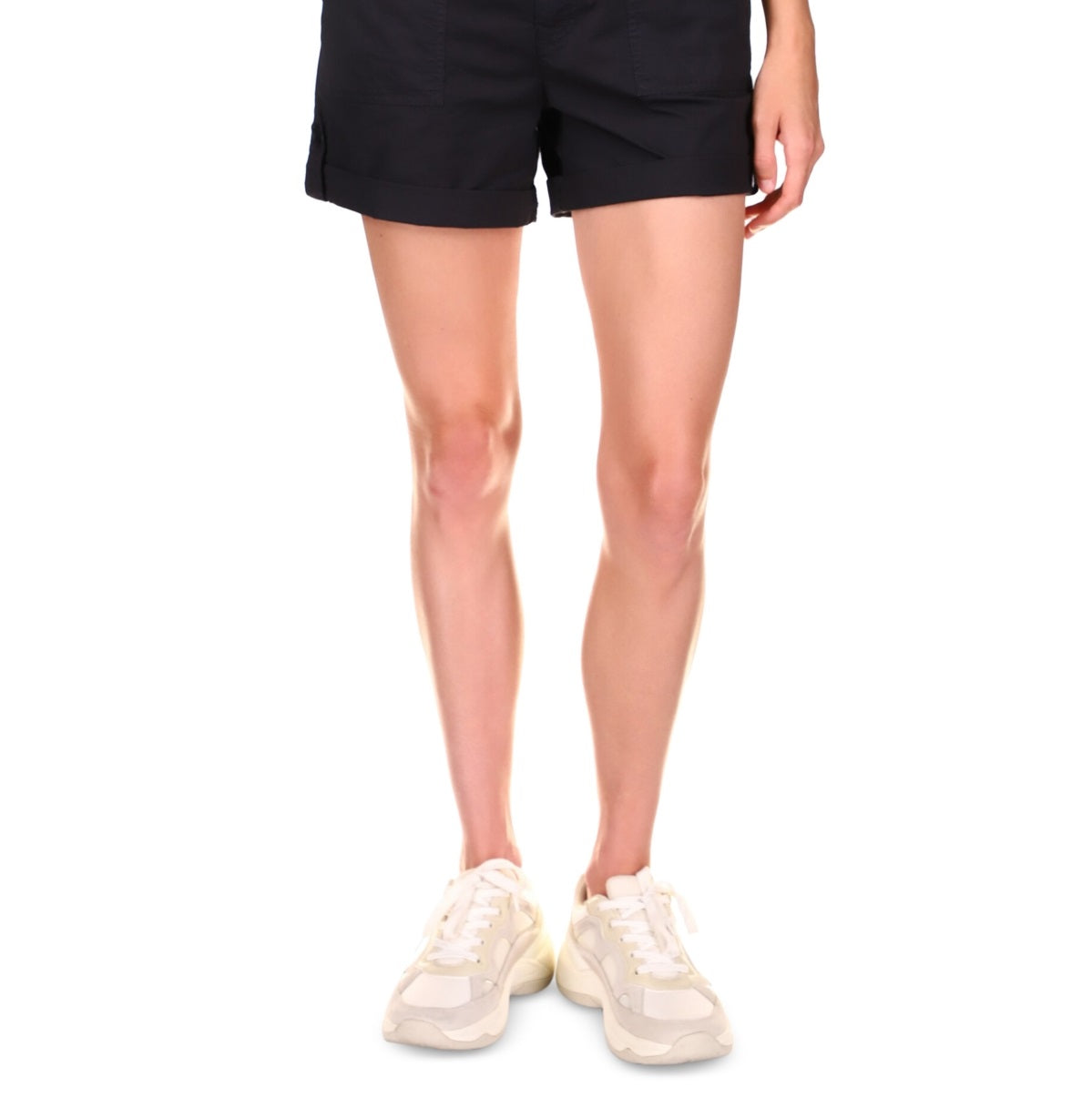 Sanctuary Shorts Femininos de Algodão com Punhos e Costas Sólidas, Preto, Tamanho 30