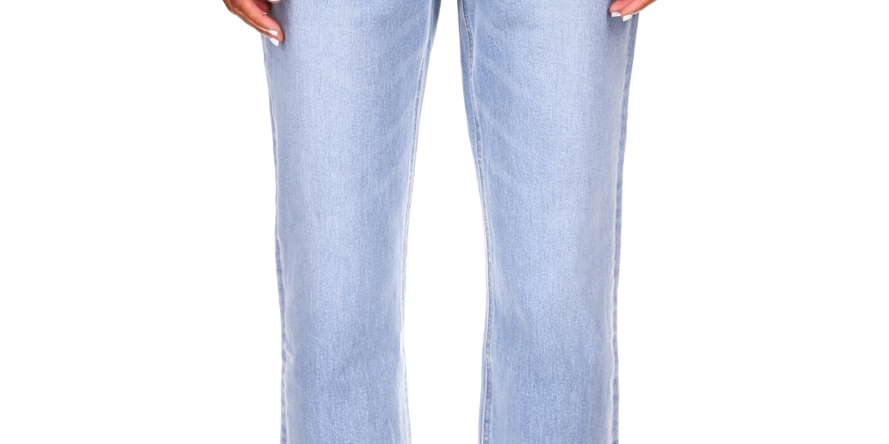Calça jeans feminina Sanctuary Good Vibes cintura alta com bainha crua e perna reta, azul, tamanho 28