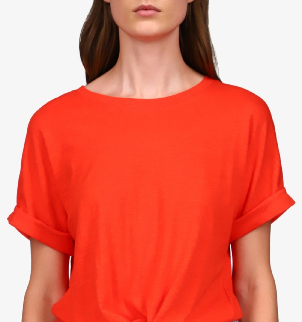 Camiseta feminina Sanctuary All Day com amarração na cintura, vermelha, tamanho X-S