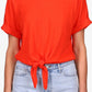 Camiseta feminina Sanctuary All Day com amarração na cintura, vermelha, tamanho X-S