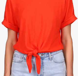 Camiseta feminina Sanctuary All Day com amarração na cintura, vermelha, tamanho X-S