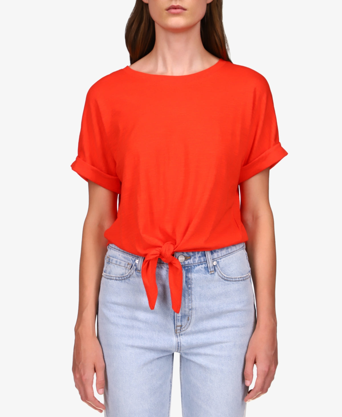 Camiseta feminina Sanctuary All Day com amarração na cintura, vermelha, tamanho X-S