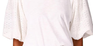 Blusa feminina Sanctuary Cloud Control com ilhós e manga bufante, mistura de algodão, branca, tamanho pequeno