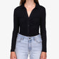 Blusa feminina Sanctuary Dreamgirl com botões, preta, tamanho pequeno