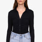 Blusa feminina Sanctuary Dreamgirl com botões, preta, tamanho pequeno