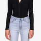 Blusa feminina Sanctuary Dreamgirl com botões, preta, tamanho pequeno