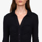 Blusa feminina Sanctuary Dreamgirl com botões, preta, tamanho grande