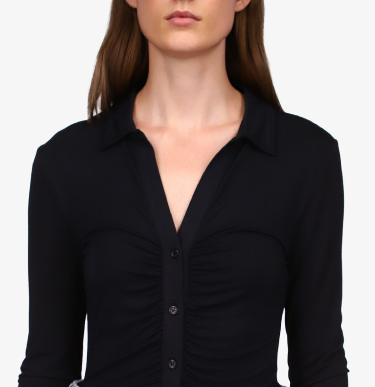 Blusa feminina Sanctuary Dreamgirl com botões, preta, tamanho grande