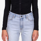 Blusa feminina Sanctuary Dreamgirl com botões, preta, tamanho grande