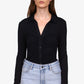 Blusa feminina Sanctuary Dreamgirl com botões, preta, tamanho extragrande