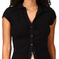 Camisa feminina Sanctuary Dream com botões, preta, tamanho X-S