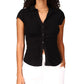 Camisa feminina Sanctuary Dream com botões, preta, tamanho X-S