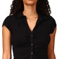 Camisa feminina Sanctuary Dream com botões, preta, tamanho X-S