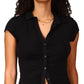 Camisa feminina Sanctuary Dream com botões, preta, tamanho pequeno