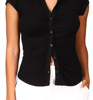 Camisa feminina Sanctuary Dream com botões, preta, tamanho pequeno