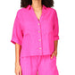 Camisa feminina Sanctuary Easy Linen Blend com botões, rosa, tamanho extragrande