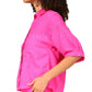 Camisa feminina Sanctuary Easy Linen Blend com botões, rosa, tamanho extragrande