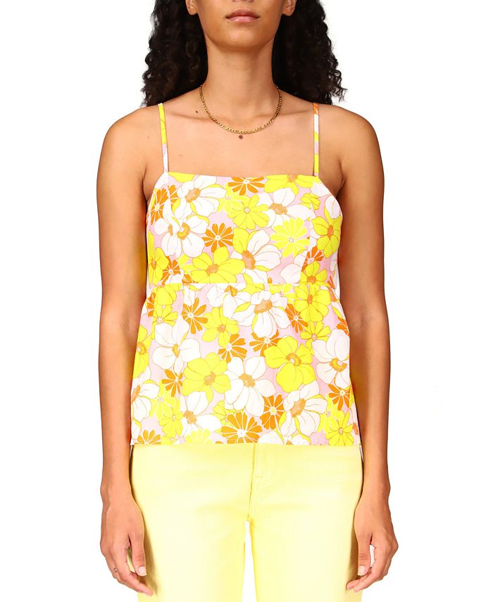 Blusa feminina Sanctuary com estampa floral e mistura de linho, rosa, tamanho grande