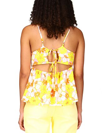 Blusa feminina Sanctuary com estampa floral e mistura de linho, rosa, tamanho grande