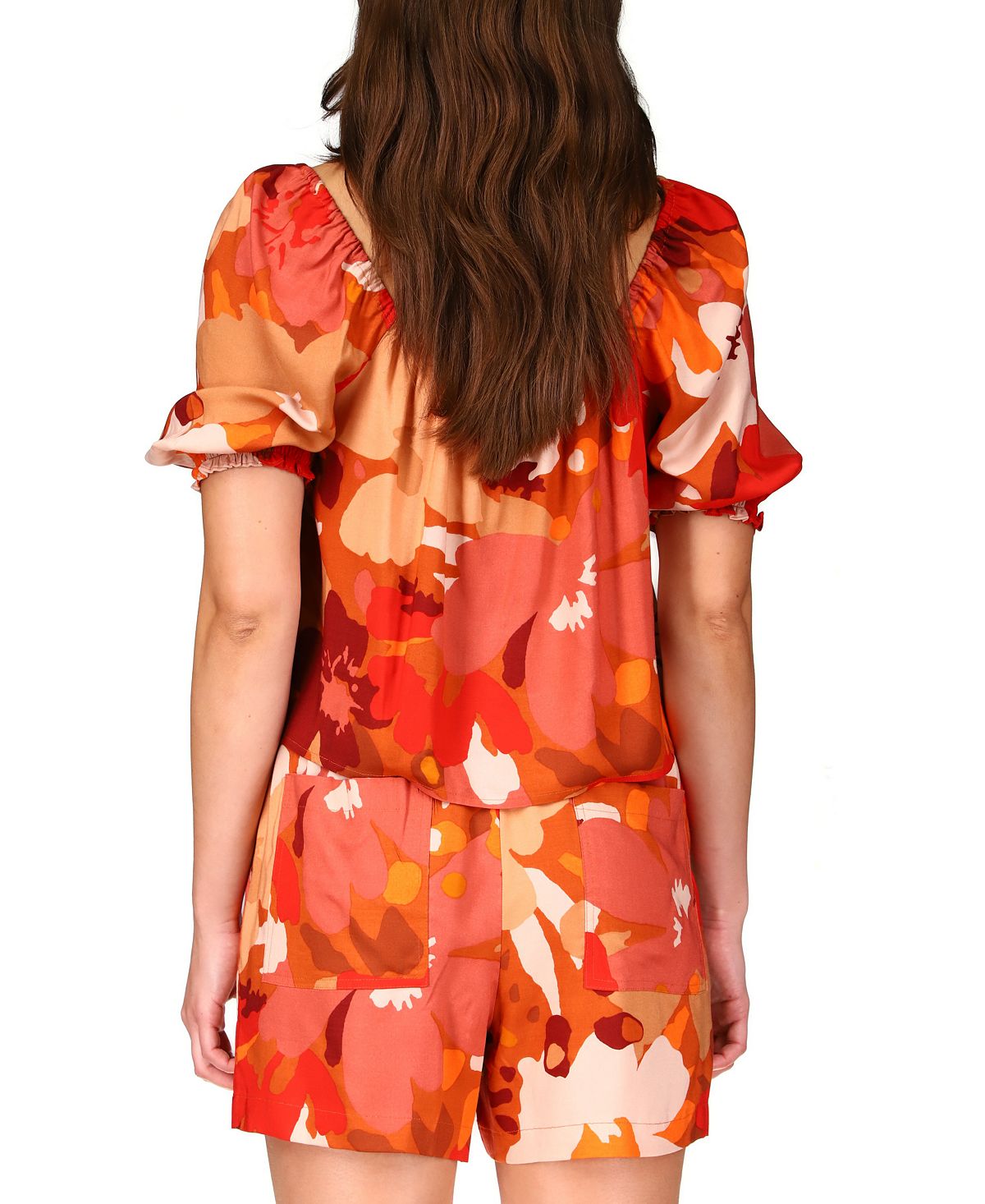 Blusa de algodão estilo camponês com decote quadrado para mulheres Sanctuary, marrom, tamanho X-S