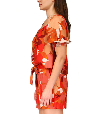 Blusa de algodão estilo camponês com decote quadrado para mulheres Sanctuary, marrom, tamanho X-S