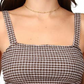 Camisola curta Sanctuary Women's Westside Check Smocked, marrom, tamanho grande