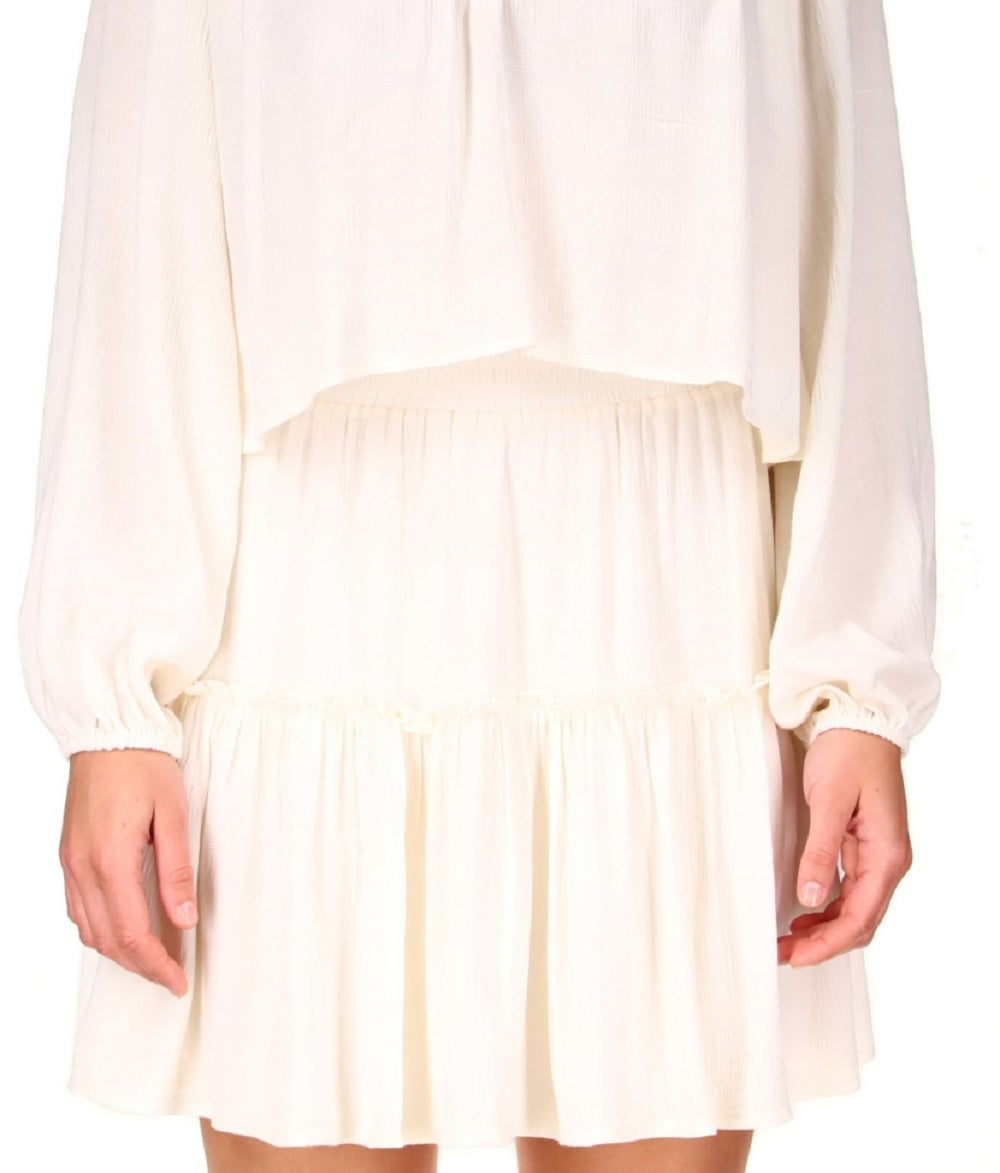 Top curto feminino Sanctuary com ajuste relaxado e manga comprida, tamanho médio, marrom