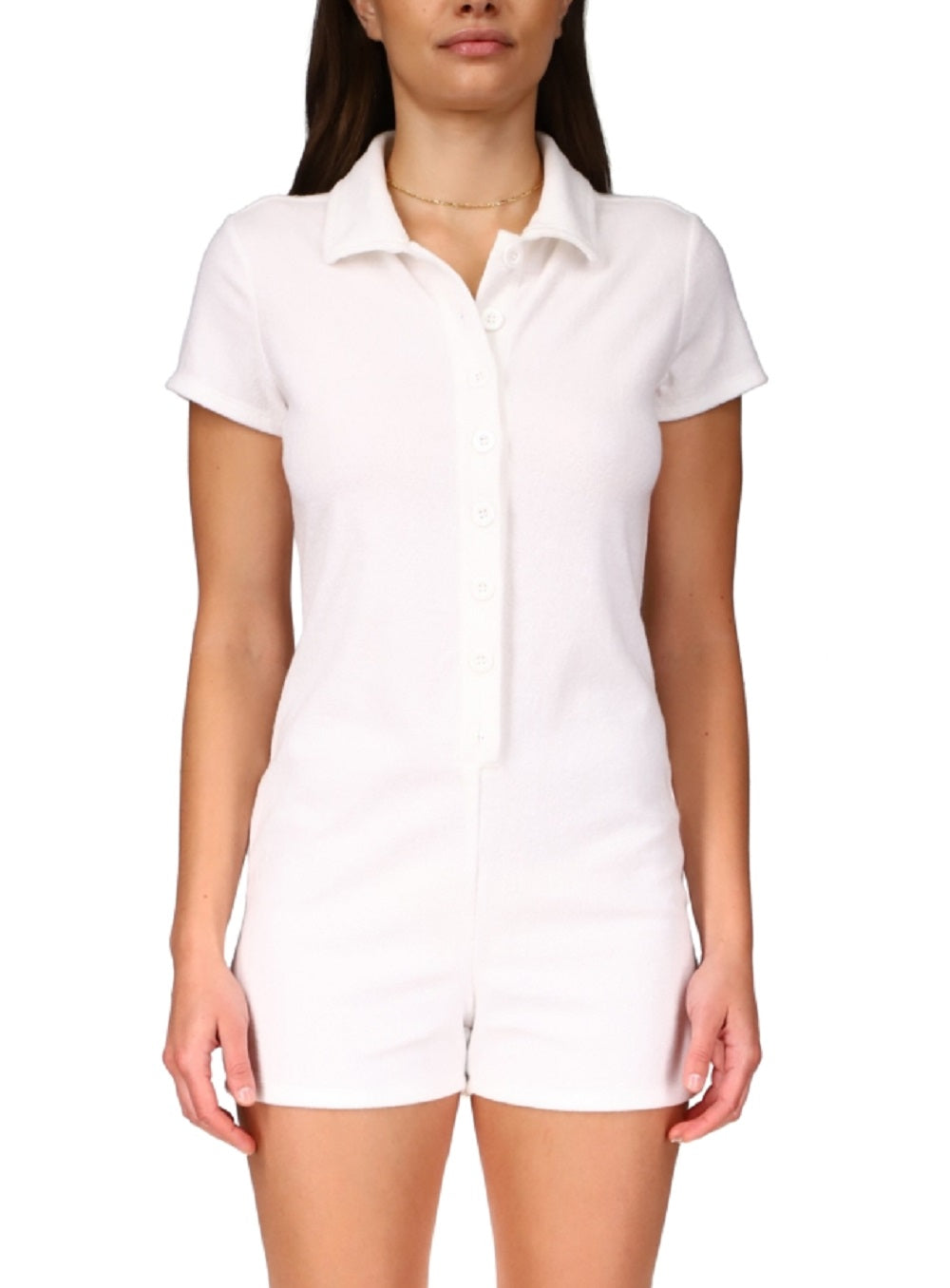 Macacão feminino Sanctuary Poolside Terry Cloth, branco, tamanho médio