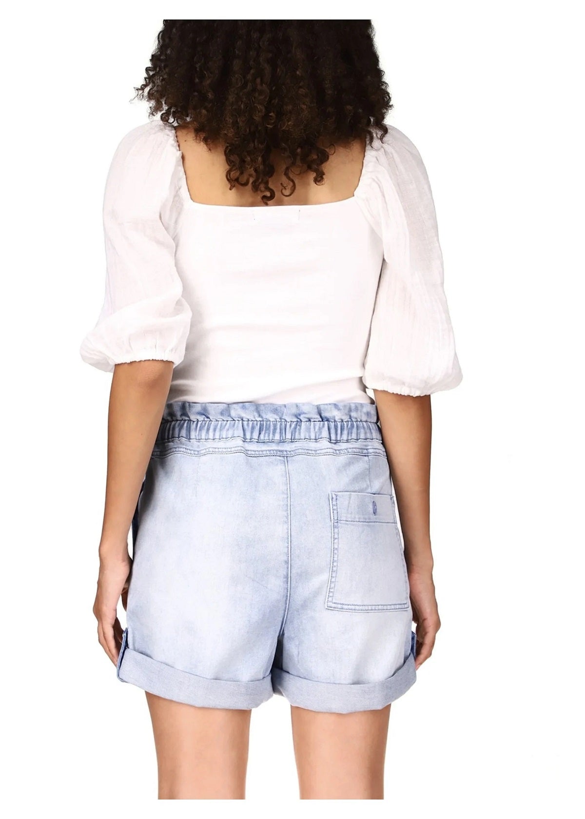 Blusa feminina Sanctuary Remix com manga bufante, branca, tamanho pequeno