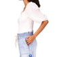 Blusa feminina Sanctuary Remix com manga bufante, branca, tamanho pequeno