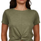 Camiseta feminina Sanctuary Slow Tide Twist verde tamanho X-G