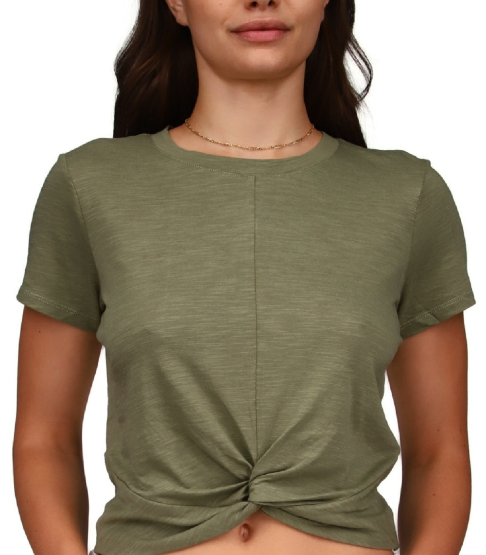 Camiseta feminina Sanctuary Slow Tide Twist verde tamanho X-G