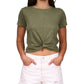 Camiseta feminina Sanctuary Slow Tide Twist verde tamanho X-G