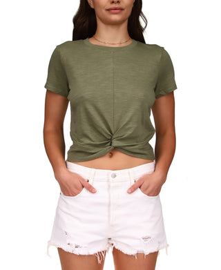 Camiseta feminina Sanctuary Slow Tide Twist verde tamanho X-G