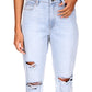 Calça jeans feminina Sanctuary Flashback Cotton perna larga rasgada azul tamanho 25