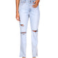 Calça jeans feminina Sanctuary Flashback Cotton perna larga rasgada azul tamanho 30