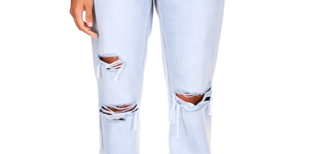 Calça jeans feminina Sanctuary Flashback Cotton perna larga rasgada azul tamanho 30